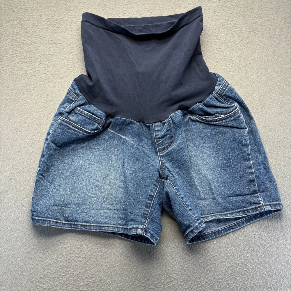 Oh Baby by Motherhood Women Maternity Shorts Denim Blue Size S Secret Fit Belly
